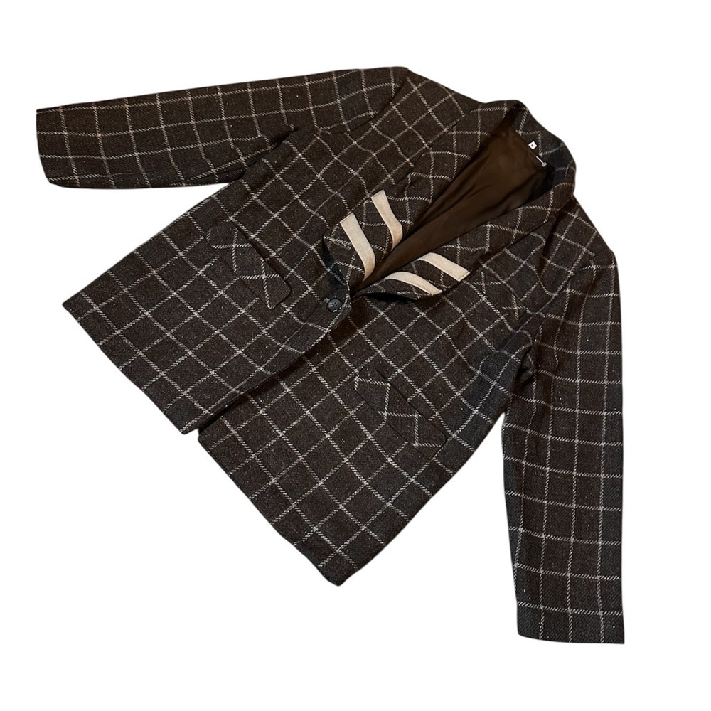 Vintage Brown plaid wool blazer, medium